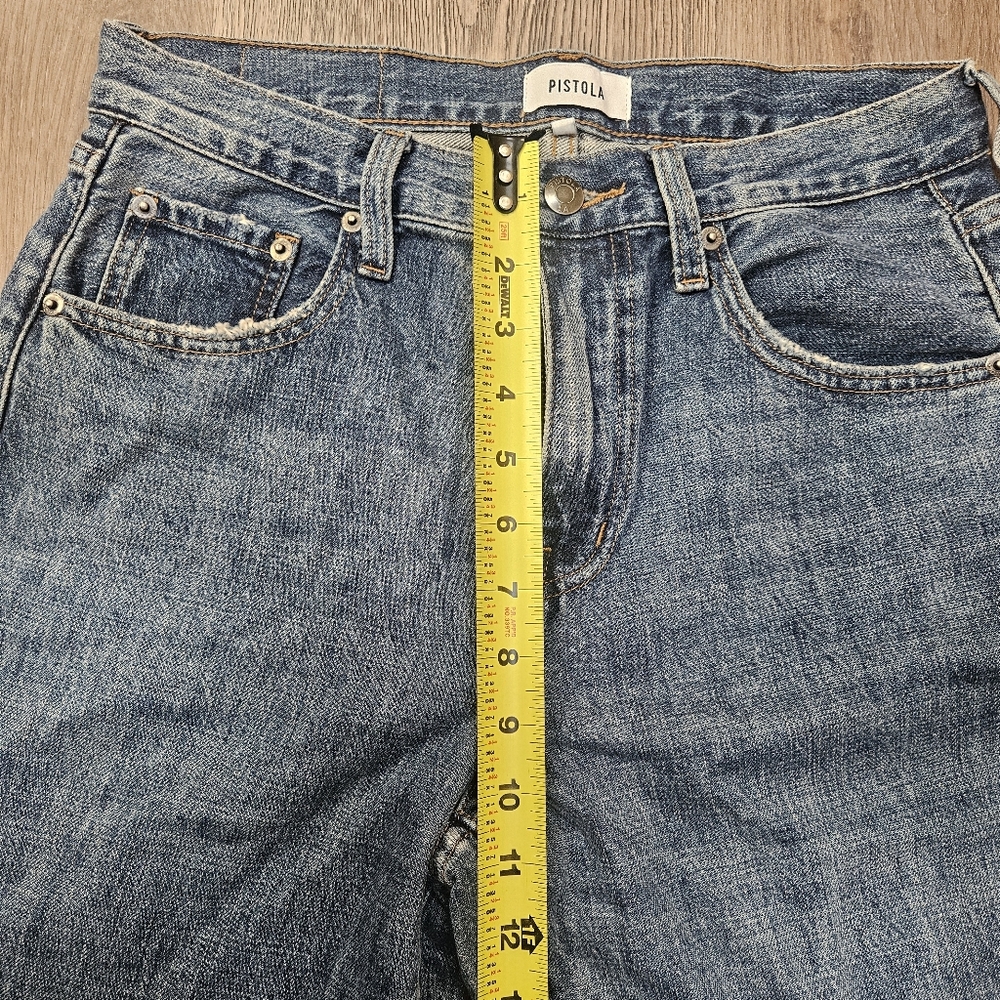 Pistola Jeans Womens 26 Light Wash Straight Leg High Rise Button anthropologie - Picture 6 of 11